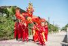 7,9m 8 fase de crianças desgaste de seda de seda tecido chinês dragão dança festival festival festival celebração prop vestuário traje mascote