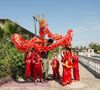 Tecido de impressão de seda tamanho infantil CHINÊS Spring Day Kid DRAGON DANCE Props Folk Festival Celebration Mascot Costume