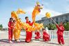7,9 m Maat 6 # 8 Kid Gouden Mascotte Kostuum Geplateerd Chinese Traditionele Cultuur Stage Prop Dragon Dance Folk Festival Celebration