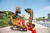 Mascot Kostym Kinesisk Traditionell Kultur Dragon 12.7M Kid Size Golden Plated Dance Folk Festival Celebration Spring Day