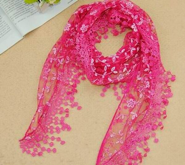 

2015 New Fashion Scarf Women Embroidery Rose Lace Triangle Pendant Shawls Scarves wrap 19 Colors Hot Sale #3654