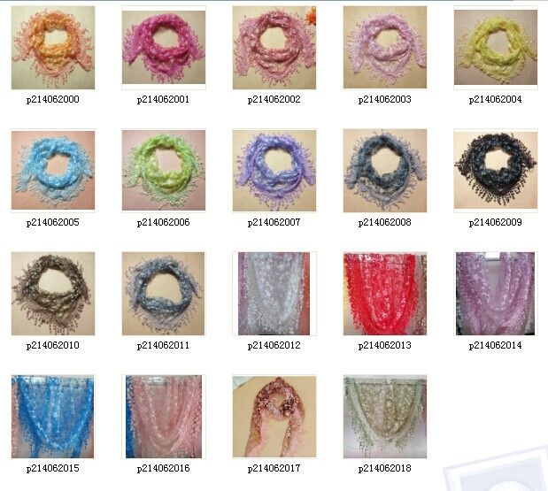 2015 Ny mode Scarf Women Broderi Rose Lace Triangle Pendant Shawls Scarves Wrap 19 Färger Hot Sale # 3654
