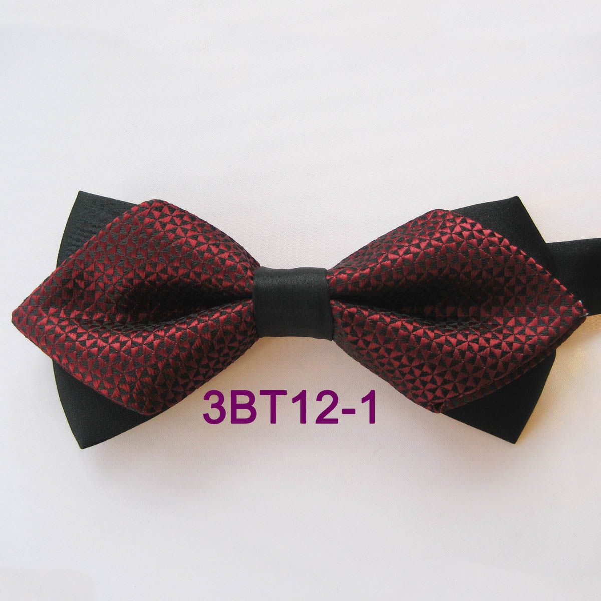 New Men/'s Two Tones Pre-tied Bow Tie /& Hankie Set Burgundy Black formal