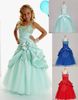 Bleu vif rouge vert taffetas bretelles perles robes de fille de fleur Girls039 robes formelles robe de concours taille personnalisée 2 4 6 8 10 12 8131834