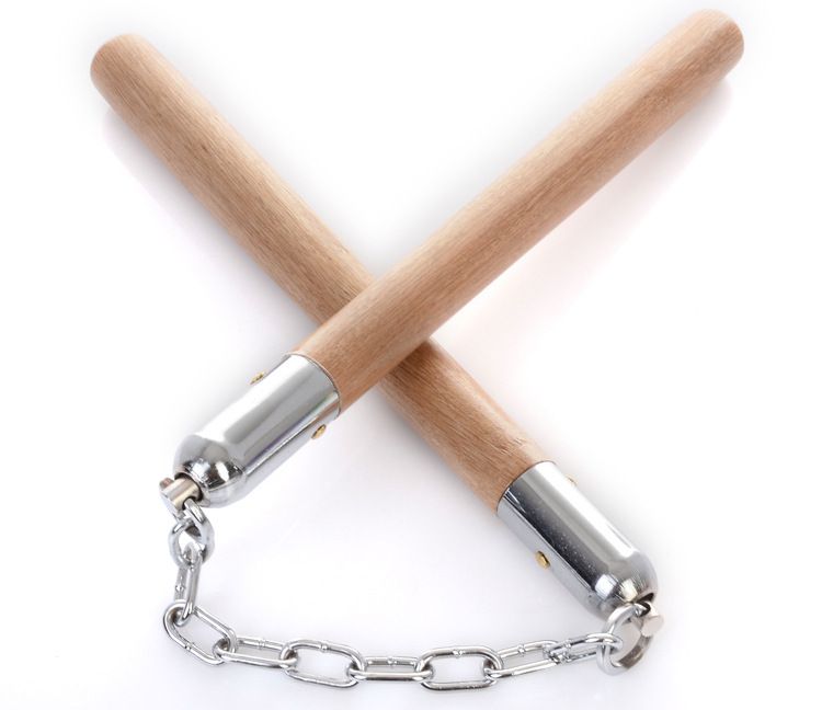 New Wooden Nunchaku Nunchuck Stick Two Two Performances Steel Chain