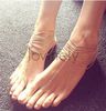Bohemian Style Women Beach Smycken Vintage Guldkedja Fot Anklet Tillgänglig Guldpläterad Barefoot Sandal med Toe Ring Foot Armband