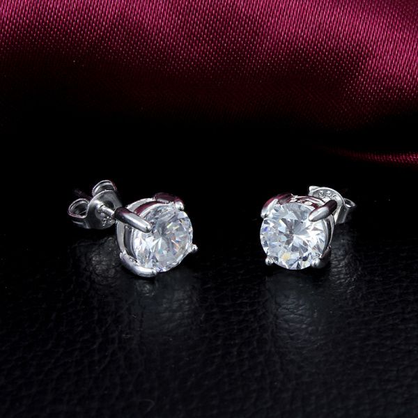 2014 Ny design toppkvalitet 925 Sterling Silver Swiss Cz Diamond Studörhängen Fashion Jewelry Wedding Presents6743072