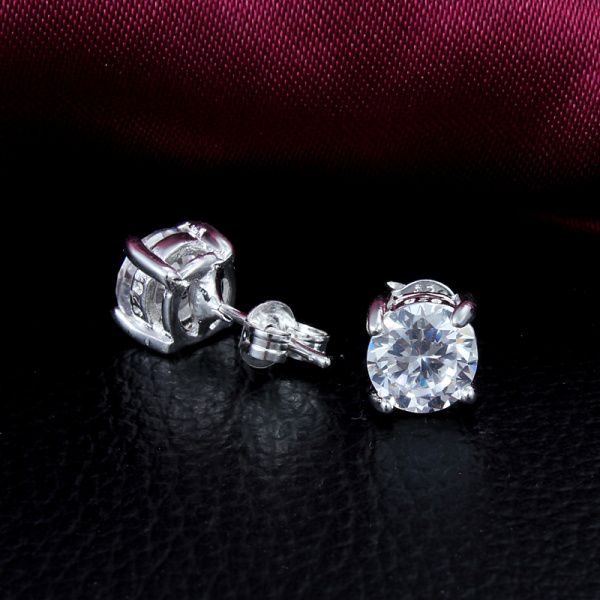 2014 New Design Top Quality 925 Sterling Silver Swiss CZ Diamond StudEarringsファッションジュエリーウェディングギフト8065356