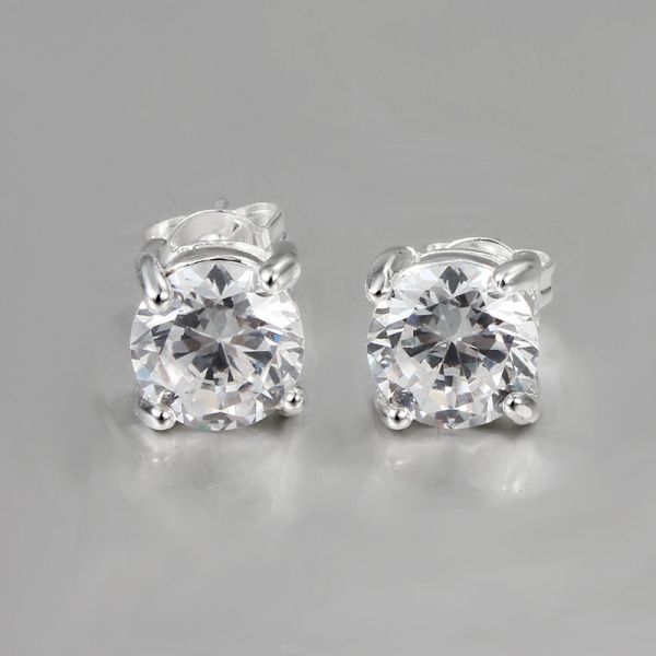 2014 New Design Top quality 925 sterling silver swiss CZ diamond stud earrings fashion jewelry wedding gifts6743072