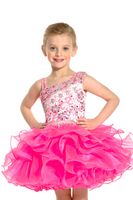 Sweet Blue Pink Organza Beads Short Sugar Girls Pageant Dres...