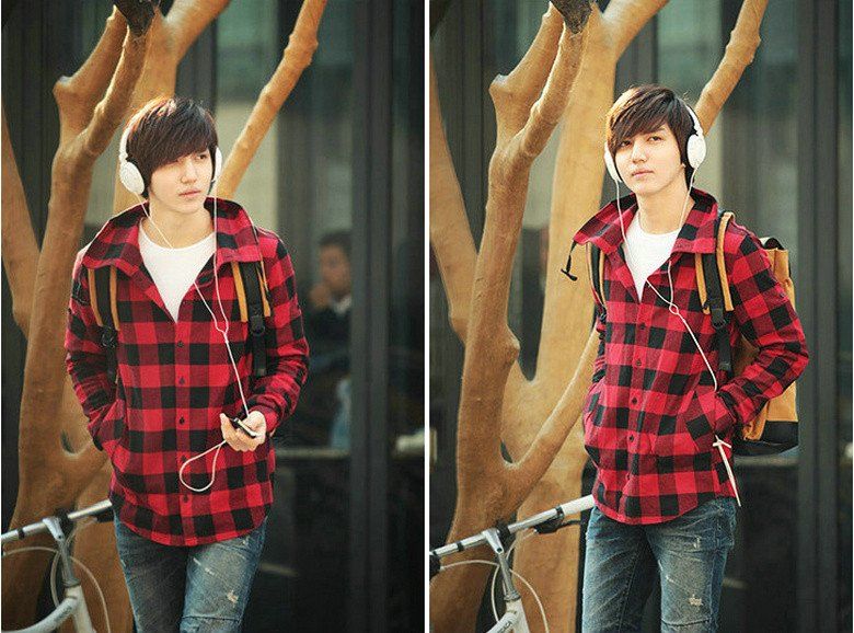 red checkered polo outfit