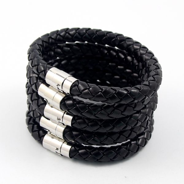 

New Arrival Men`s Fashion Pu Leather Bracelets 8mm Top Quality Punk Bangle 2016 For Lady Free Shipping