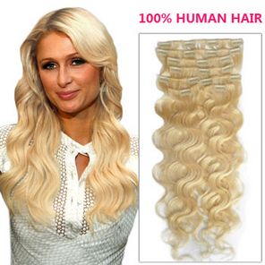 Oxette 15 24 613 Clip In Hair Extensions Human Bleach Blonde Remy