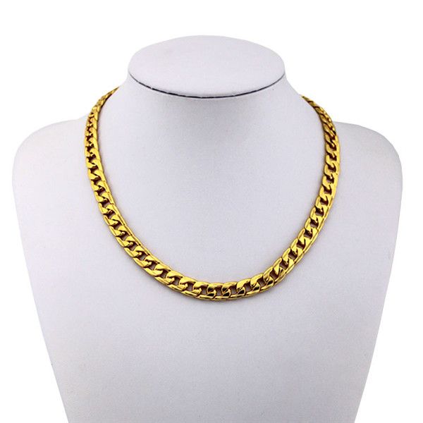 10MM 20Inches Moda Gargantillas Collar De Oro De 18 K Chapado De La Cadena De Para Hombres /Lote N072 De 2,55 € |