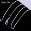 50pcs/lot Mixed 16'' 18'' 20'' 22'' 24'' Short Long Box chains 1mm width c007 925 sterling silver For Pendants charms Gift
