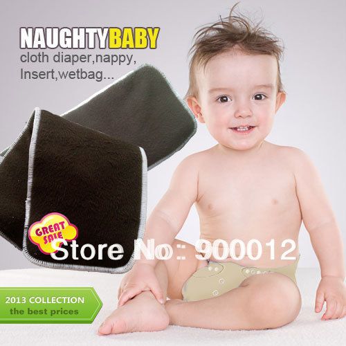 Naughty Baby Charcoal Bamboo 4 Layers2+2 For Washable Baby Cloth Diaper pads Nappy Inserts