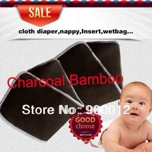 Naughty Baby Charcoal Bamboo 4 Layers2+2 For Washable Baby Cloth Diaper pads Nappy Inserts