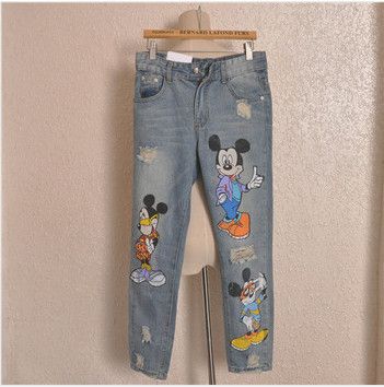 calça jeans mickey feminina