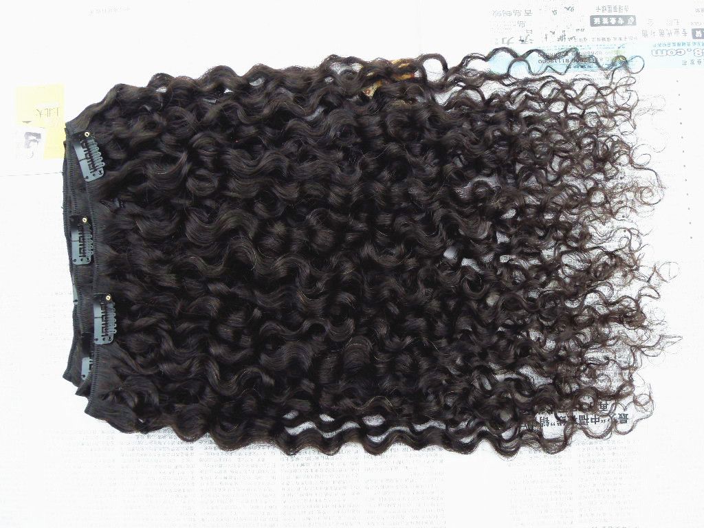 Ny stil Brasiliansk Virgin Curly Haft Weft Clip i Obehandlad Curl Natural Svart Färg Human Extensions Beayty Hair