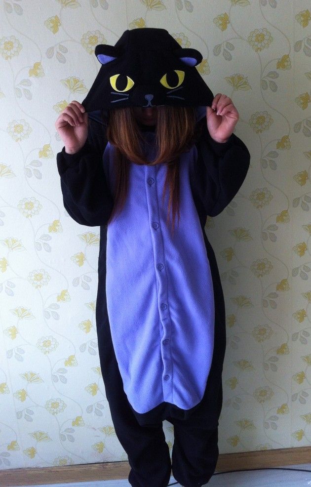 Midnight Cat Onesies Pajamas Kigurumi Jumpsuit Hoodies Adults Cosplay Costumes Ladies Onesies