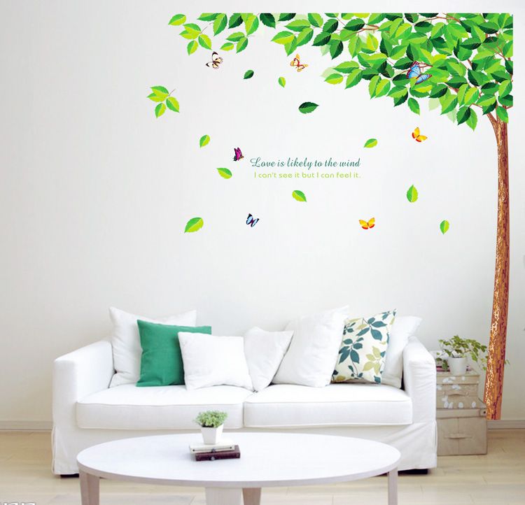 fresh green tree butterfly wall stickers removable monkey wall