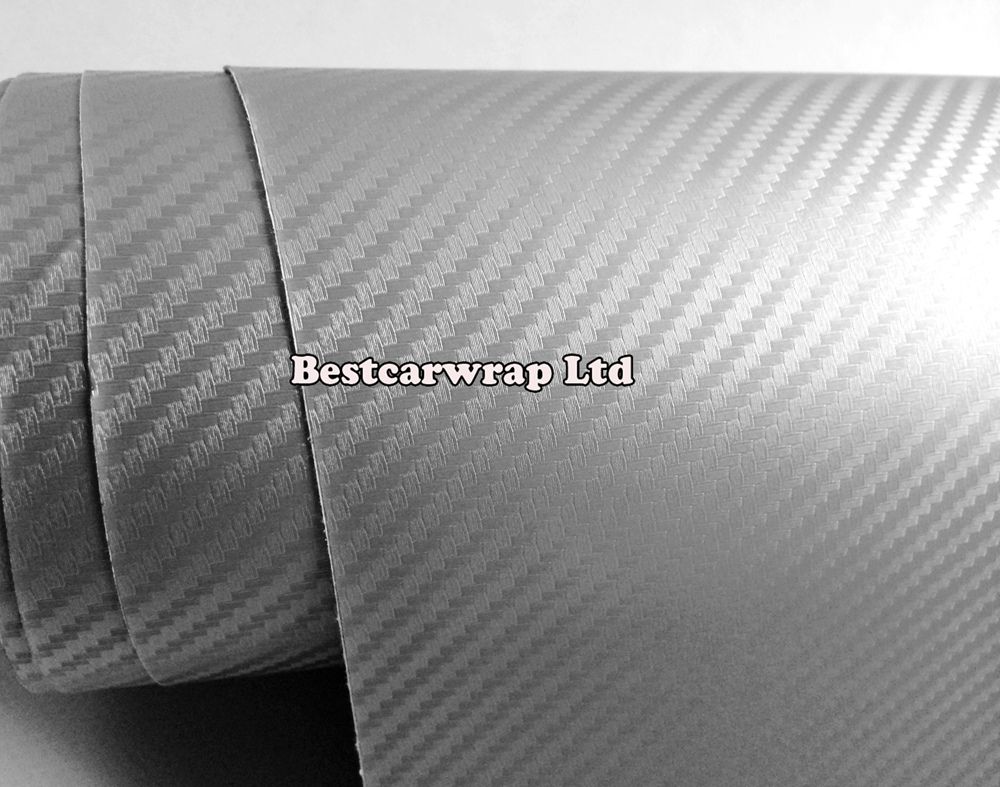 High qualit Silver 3D Carbon Fiber vinyl Carbon Fibre Car wrapping Film Foile with Air Drain For vehicle Graphic 1.52x30m/Roll