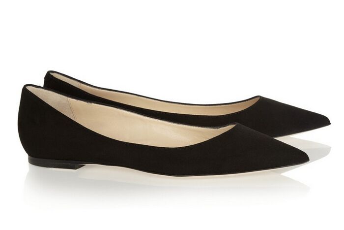 black pointed toe flats