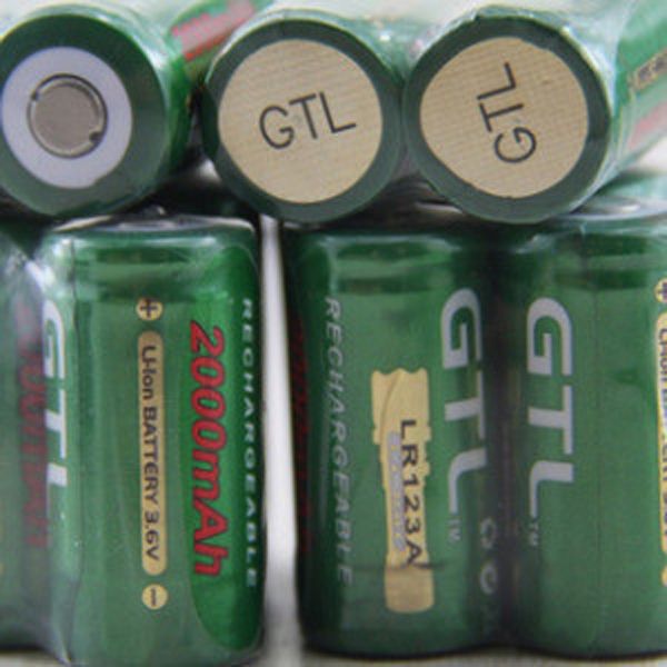 (4PCS / LOT) GTL 16340 CR123A CR123 LR123A 2000 mAh 3.6V recarregável Li-ion bateria de lítio Frete Grátis