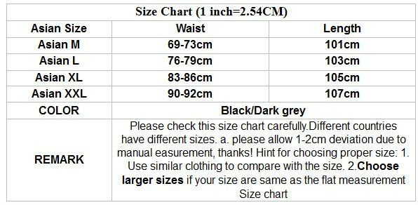 Asian Men S Pants Size Chart