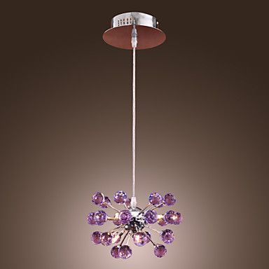 K9 Modern Crystal Chandelier Pendant Lamp With 6 Lights In Purple