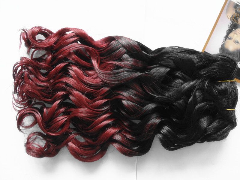 インド人毛横糸混合 2 色髪織り美容波エクステンシン 1b 425 自然な黒紫色