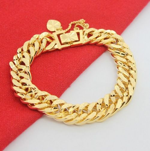 24K Gold Plated Imitation Gold Bracelet Men Men Jewelry Cuban Link