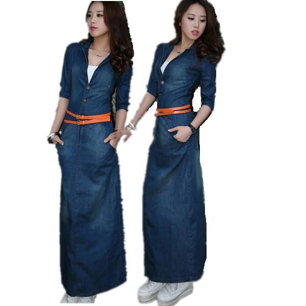 2018 2015 new ankle length jean dress casual cardigan jeans dress jean dresses plus size