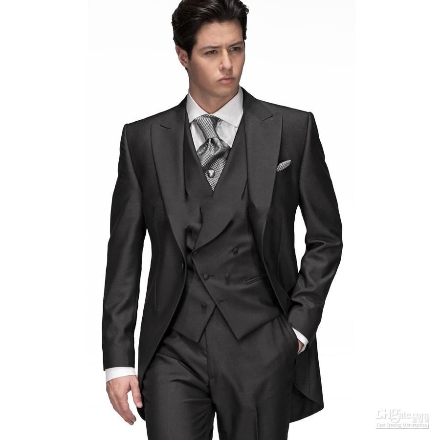 Black Groom Tuxedos Groomsmen 2016 Morning Style Man Men Wedding Suits ...