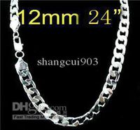 Hot selling 925 silver curb chain necklace with long clasp 12mm 24inch brand new