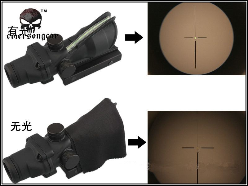 Nova chegada tático caça tiro trijicon acog 4x32 riflescope fibra óptica verde com marcações m71843441066