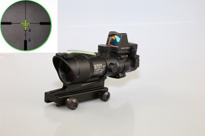 Hunting ACOG Style 4X32 Real Fiber Trijicon Duel Illuminated Sight Scope RMR Micro Red or Green Fiber w RMR Micro Red Dot1919127