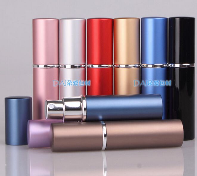 Portable Perfume Bottle 6ML Aluminium Anodized Compact Perfume Atomiser fragrance glass scent-bottle Reusable perfume bottles Free Shipping