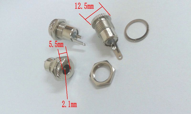 5.5mm x 2.1mm DC Power Jack Socket Female Panel Mount Connector plug Copper