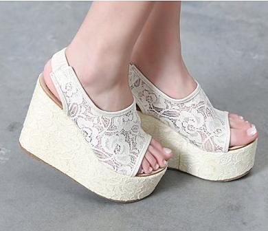 ivory lace wedges