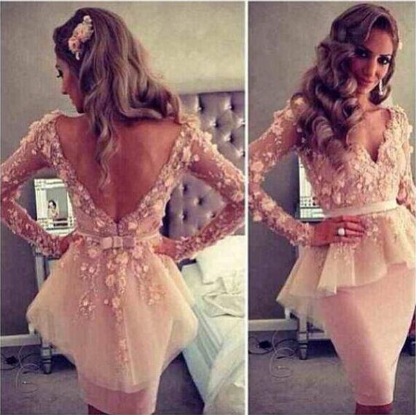 

2020 myriam fares румяна розовый v-образным вырезом с длинными рукавами кружевные цветы оболочка спинки с баской знаменитости вечерние плать, Black;red