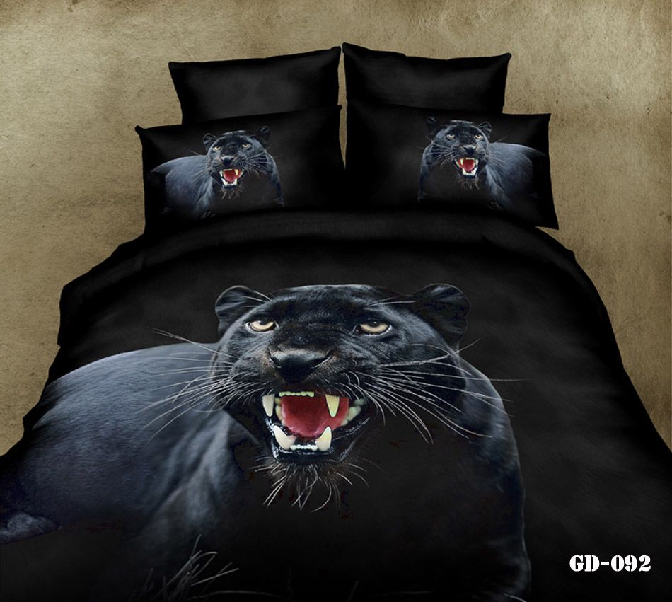 Manly Black Panther 3d Oil Painting Full Queen King Bedding Bed