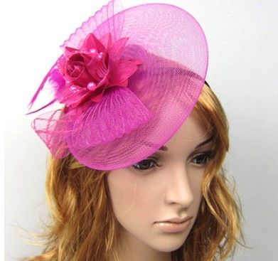 Feather And Flower Fascinator Hat With Black Headband Wedding
