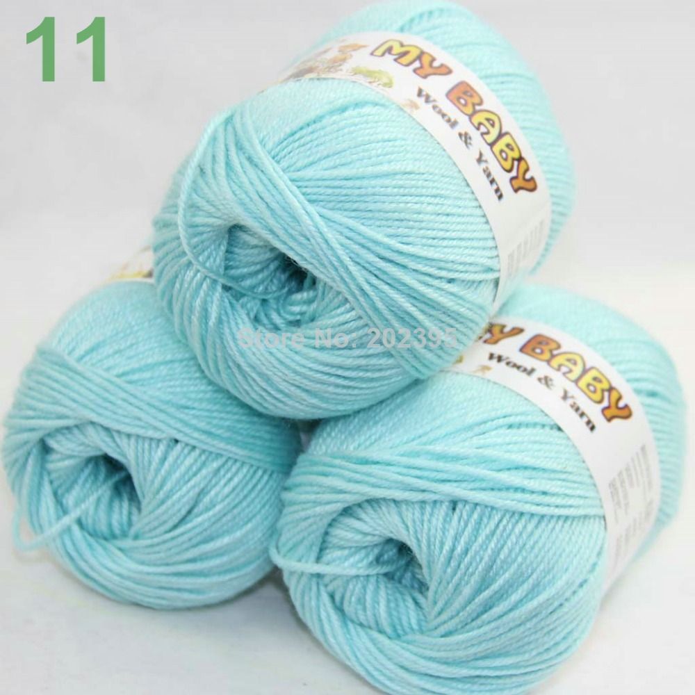 

SALE LOT of 3 Skeins DK 4ply Silk wool cashmere warm baby yarn Knitting LightCyan 11, Blue