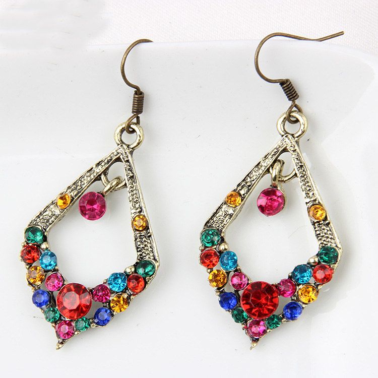 Hot Sales Mixed Style Vintage Bronze Crystal Resin Fashion Earrings earrings New fashion jewelry Women Girls Earrings