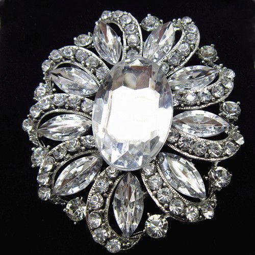 Vendita calda stile di moda grandi cristalli di vetro fiore donne spilla a buon mercato all'ingrosso Stunning Diamante Lady Costume Pin
