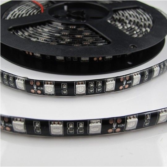 100 متر ماء 5 متر أسود pcb 60led / m 5050 smd 300 led مرنة قطاع الخفيفة بقيادة مصباح بارد أبيض / دافئ الأبيض dc12v