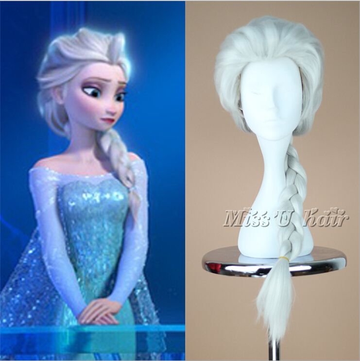 2014 High Fashion Frozen Elsa Wigs Frozen Cosplay Wig With Ponytails