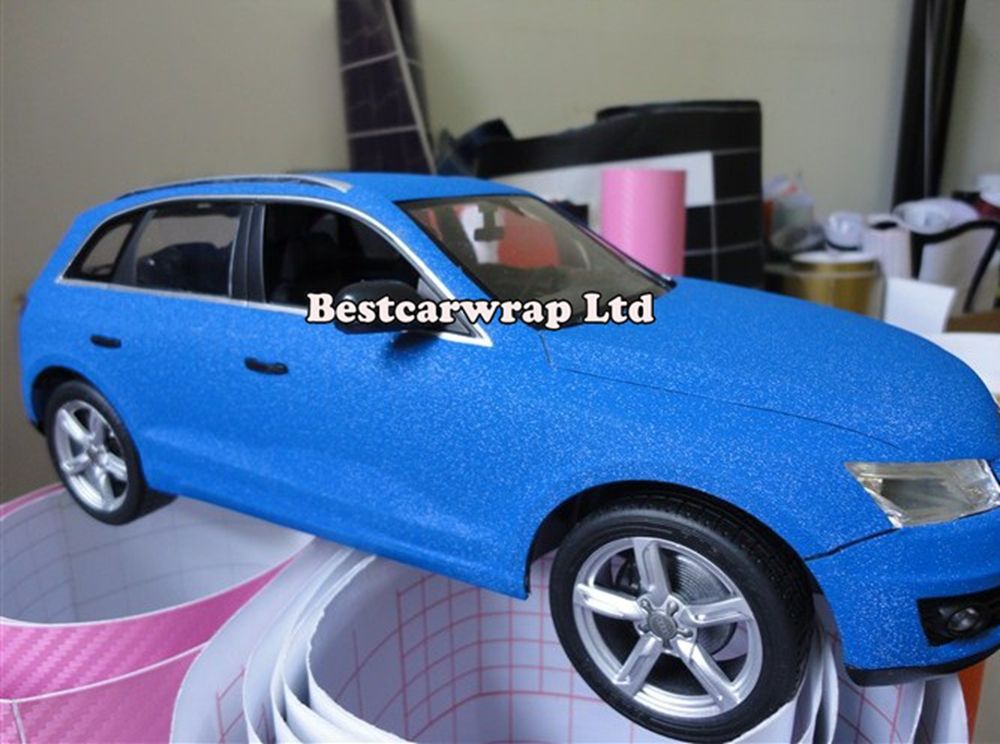 Blue Glitter Sandy Vinyl Wrapping Vehicle Graphics With Air Free Bubble Free1.52x30M/Roll Free Frakt