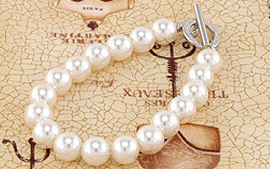 Il migliore regalo di Natale del braccialetto della perla imitato del polsino di Bling del polsino di cristallo del braccialetto del strass dei braccialetti bianchi della perla di modo migliore regalo di Natale Trasporto libero